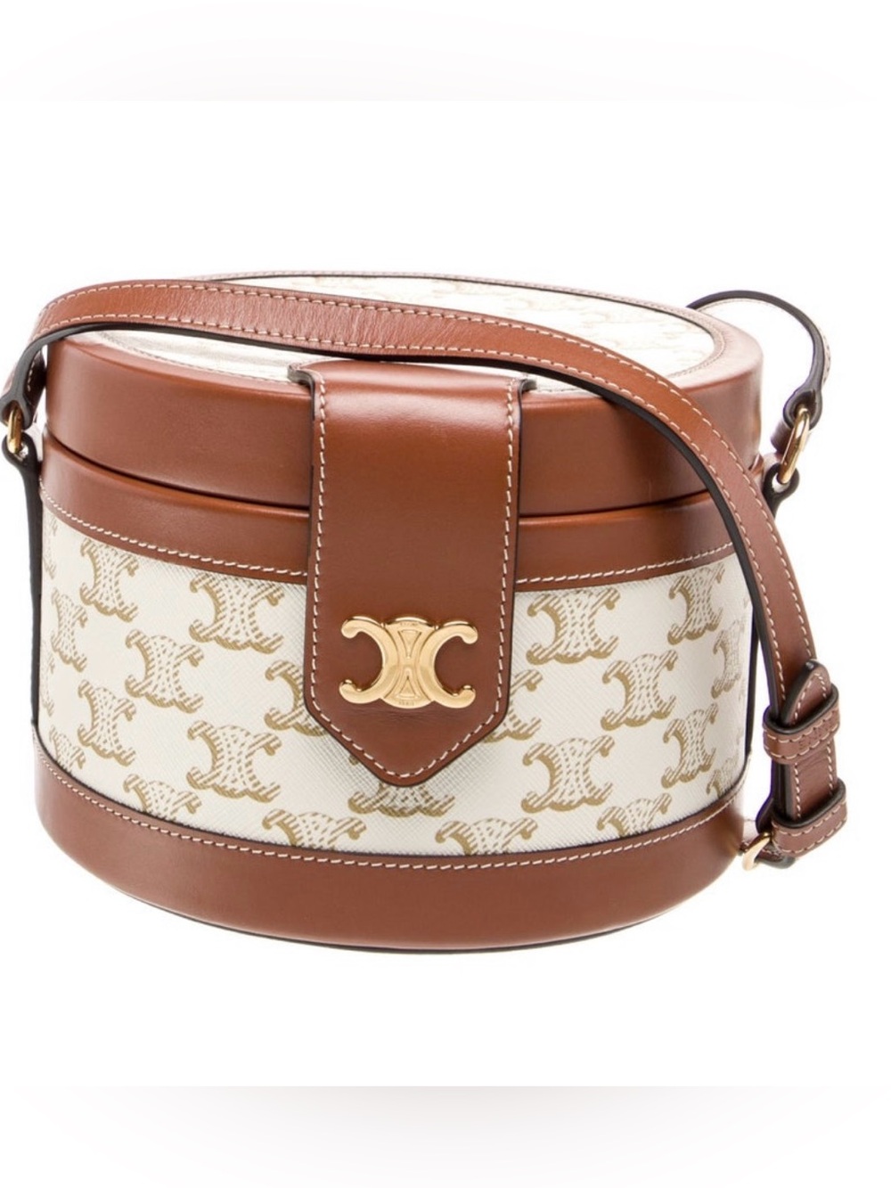Cognac and Ivory Leather Crossbody .